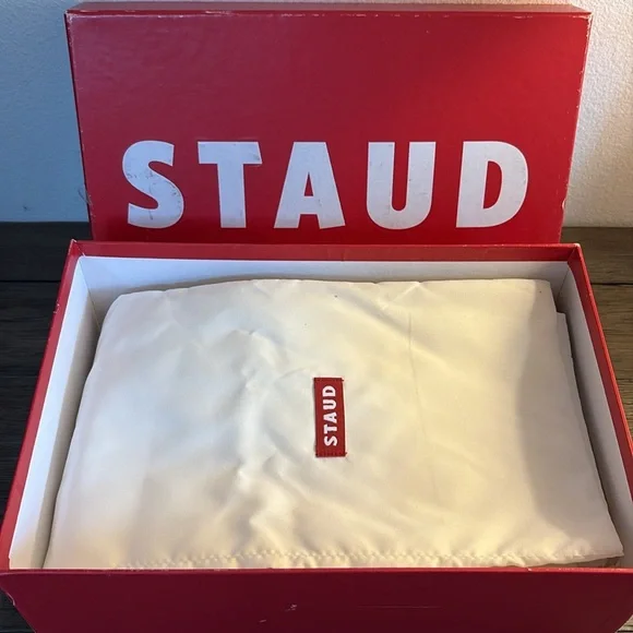 NIB [STAUD] Nevil Leather Wedge Mules In Goldie Women's Sz EU 38.5 / US 8.5 - Picture 10 of 12